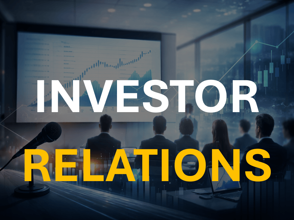 Investor relations presentation with audience and charts