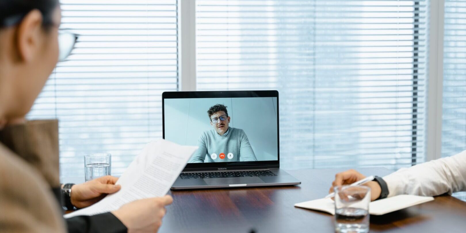 A virtual video call at the office